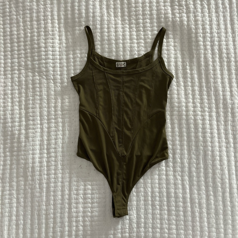 Free People Olive Green Bodysuit